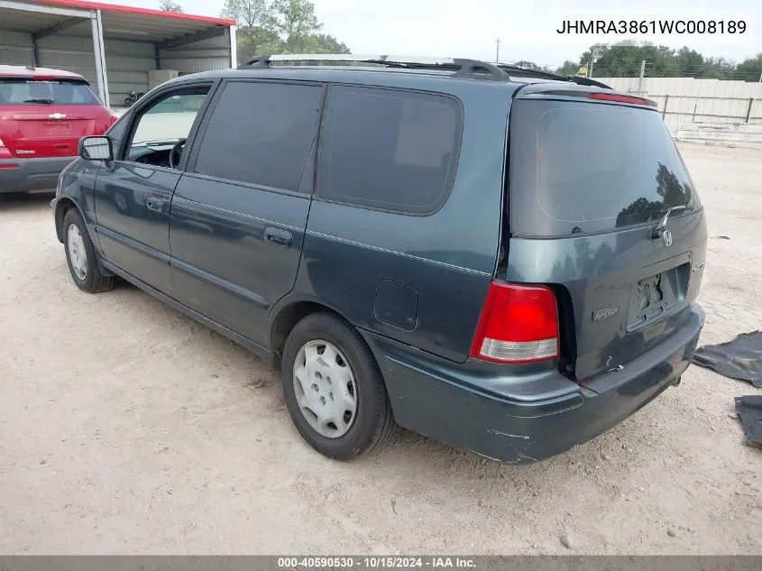 1998 Honda Odyssey Ex/Lx VIN: JHMRA3861WC008189 Lot: 40590530