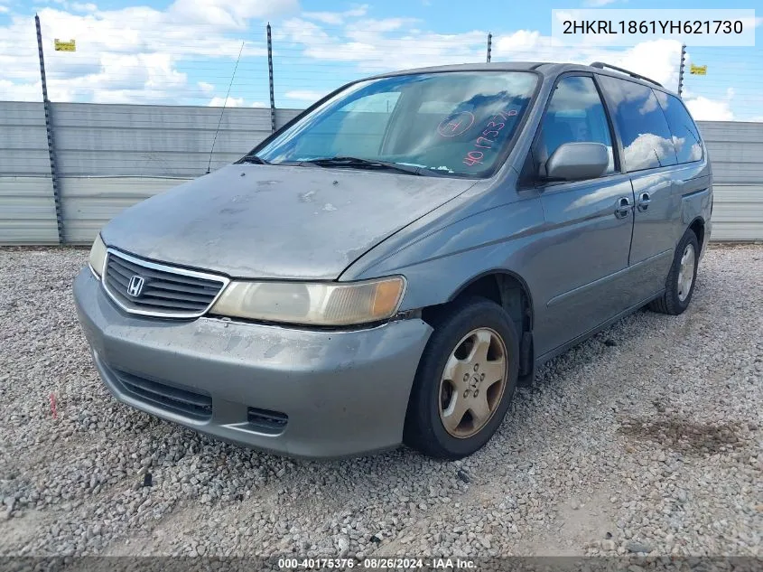 2000 Honda Odyssey Ex VIN: 2HKRL1861YH621730 Lot: 40175376