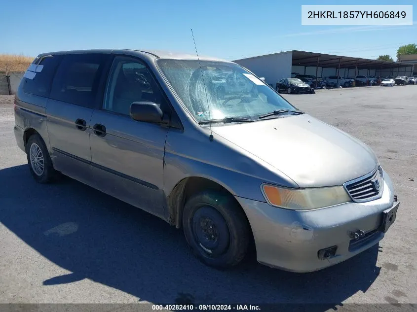 2000 Honda Odyssey Lx VIN: 2HKRL1857YH606849 Lot: 40282410