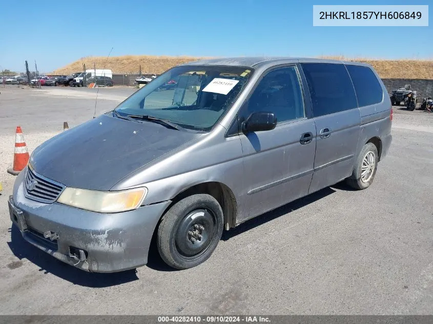 2000 Honda Odyssey Lx VIN: 2HKRL1857YH606849 Lot: 40282410