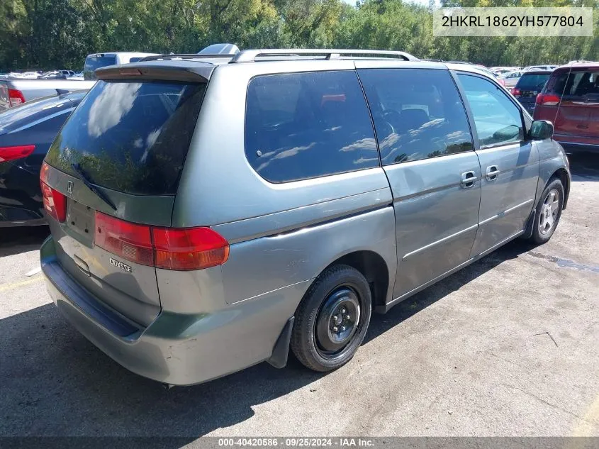 2000 Honda Odyssey Ex VIN: 2HKRL1862YH577804 Lot: 40420586