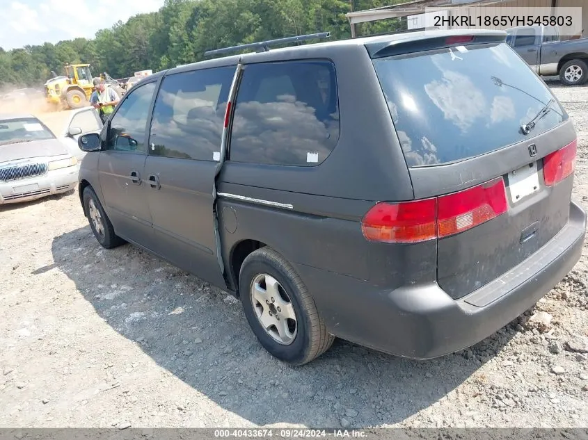 2000 Honda Odyssey Ex VIN: 2HKRL1865YH545803 Lot: 40433674