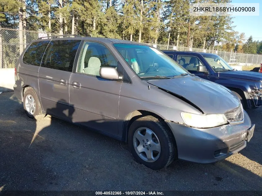 2000 Honda Odyssey Ex VIN: 2HKRL1868YH609008 Lot: 40532365