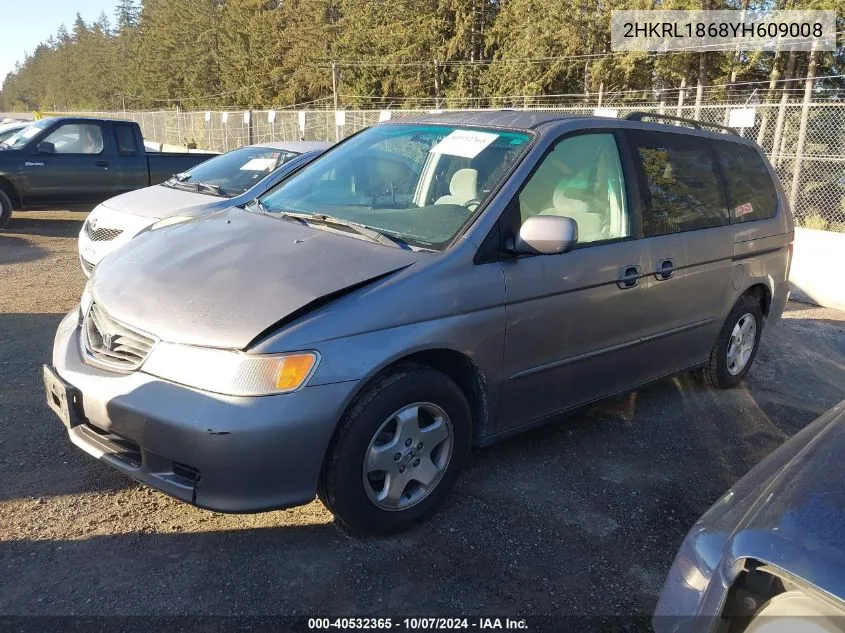 2000 Honda Odyssey Ex VIN: 2HKRL1868YH609008 Lot: 40532365