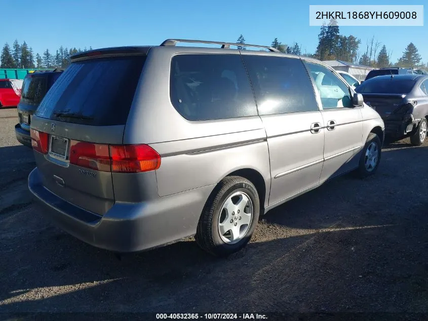 2000 Honda Odyssey Ex VIN: 2HKRL1868YH609008 Lot: 40532365