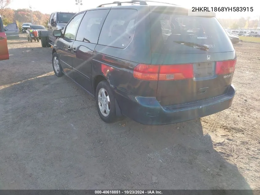 2000 Honda Odyssey Ex VIN: 2HKRL1868YH583915 Lot: 40618851