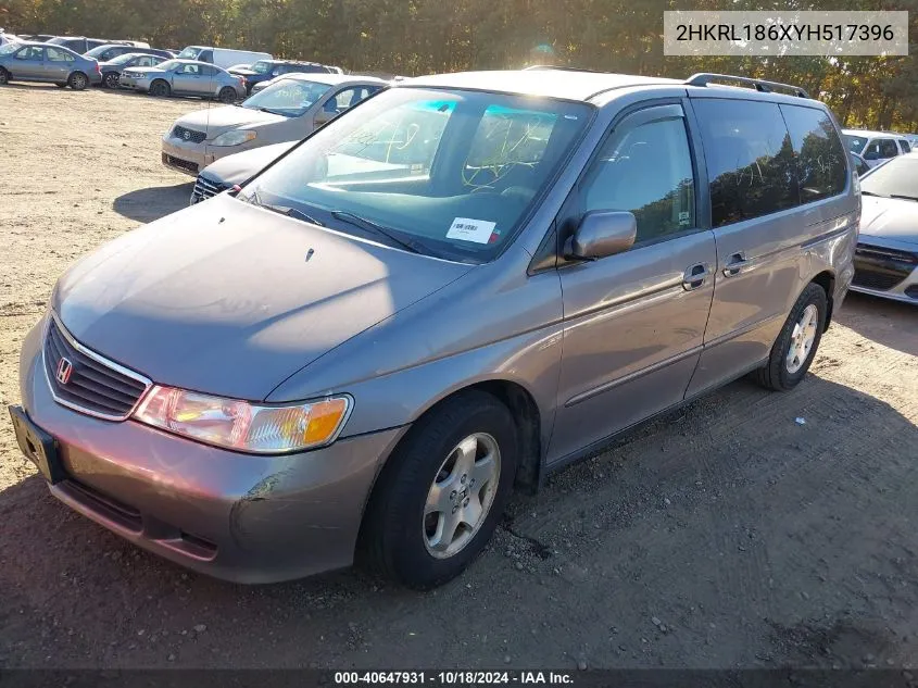 2000 Honda Odyssey Ex VIN: 2HKRL186XYH517396 Lot: 40647931