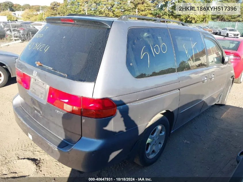 2000 Honda Odyssey Ex VIN: 2HKRL186XYH517396 Lot: 40647931