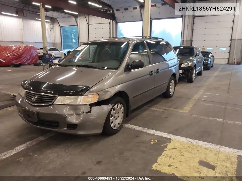 2000 Honda Odyssey Lx VIN: 2HKRL1856YH624291 Lot: 40669453