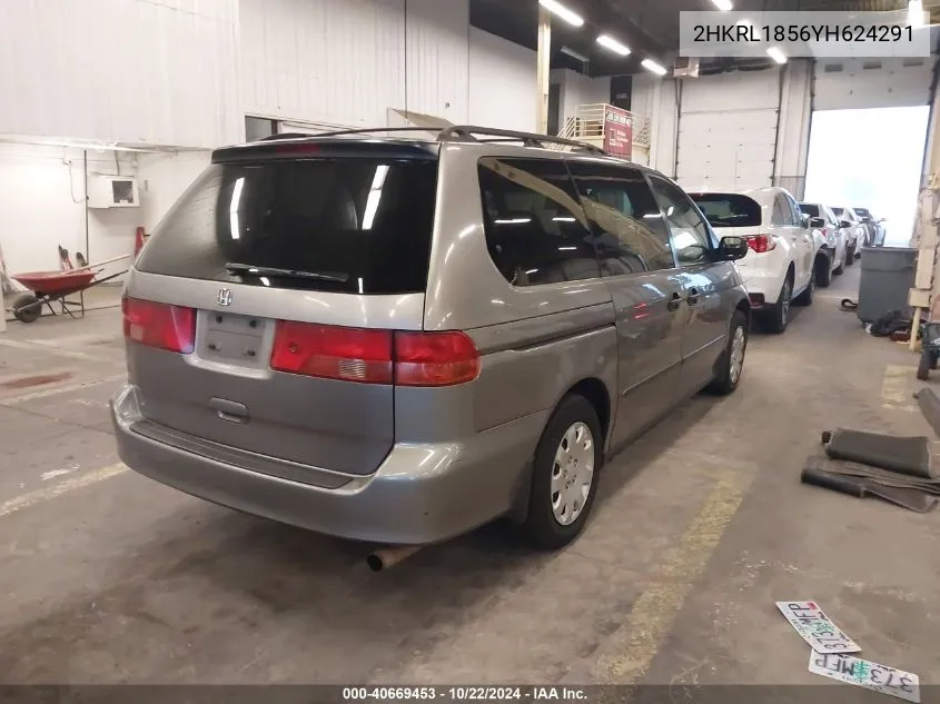 2000 Honda Odyssey Lx VIN: 2HKRL1856YH624291 Lot: 40669453