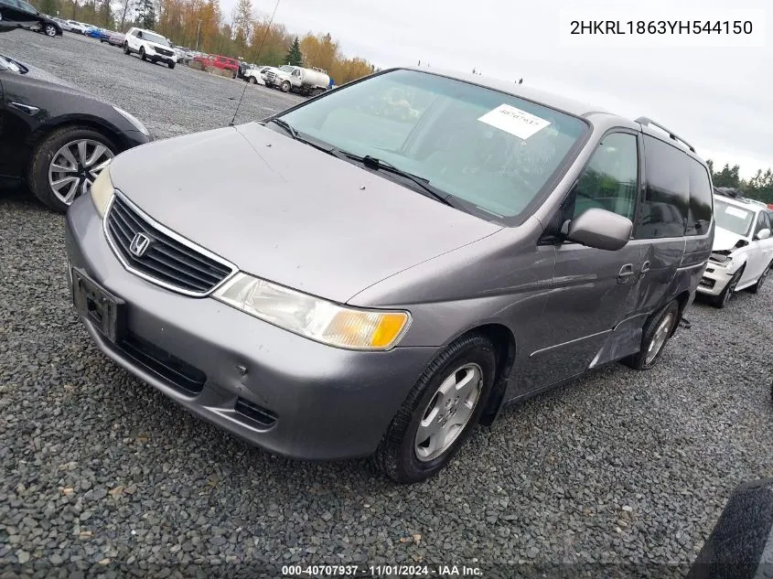 2000 Honda Odyssey Ex VIN: 2HKRL1863YH544150 Lot: 40707937