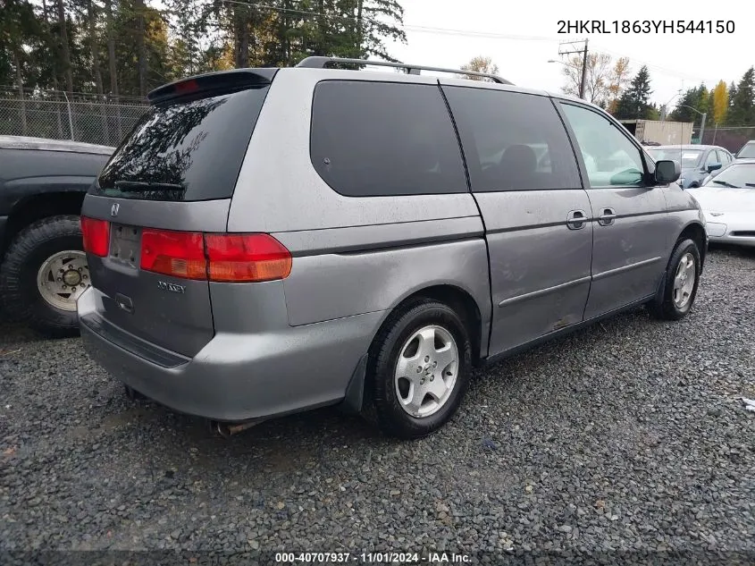 2000 Honda Odyssey Ex VIN: 2HKRL1863YH544150 Lot: 40707937