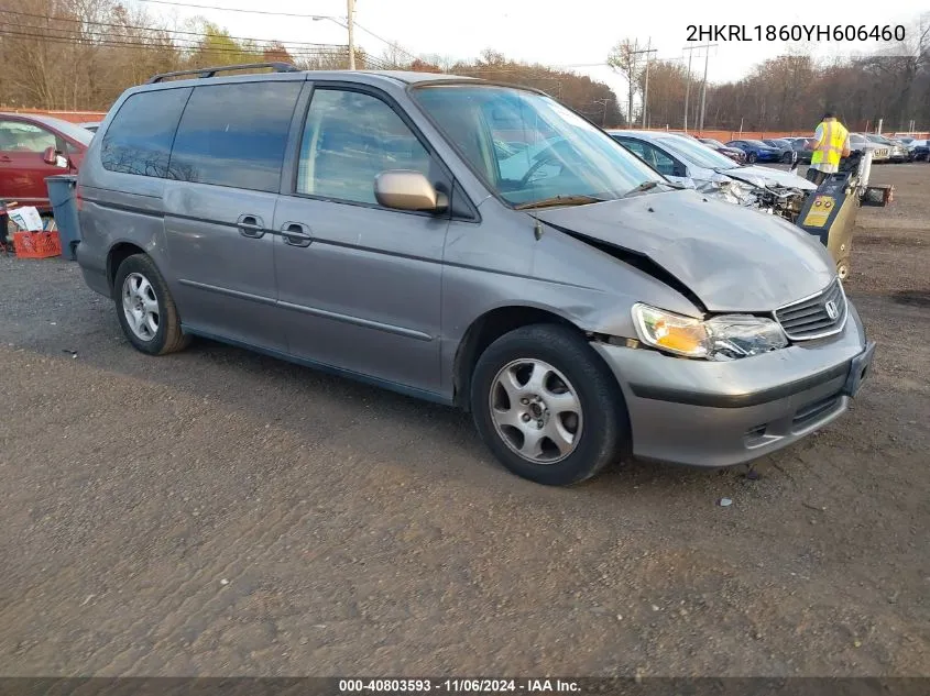 2000 Honda Odyssey Ex VIN: 2HKRL1860YH606460 Lot: 40803593