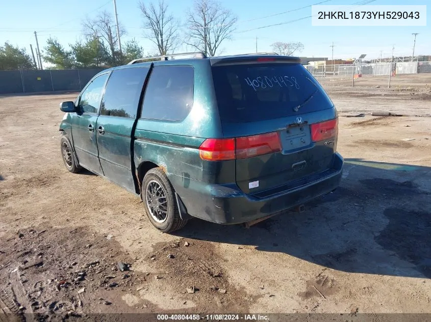 2000 Honda Odyssey Ex VIN: 2HKRL1873YH529043 Lot: 40804458