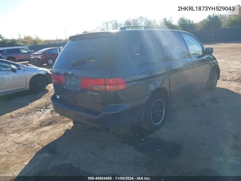 2000 Honda Odyssey Ex VIN: 2HKRL1873YH529043 Lot: 40804458