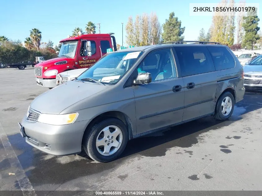 2000 Honda Odyssey Lx VIN: 2HKRL1856YH601979 Lot: 40865589