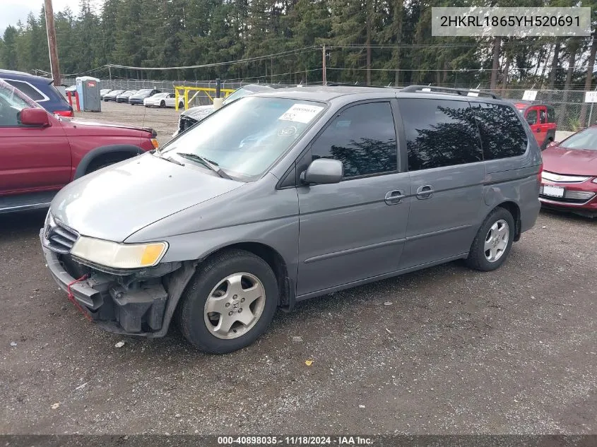 2000 Honda Odyssey Ex VIN: 2HKRL1865YH520691 Lot: 40898035