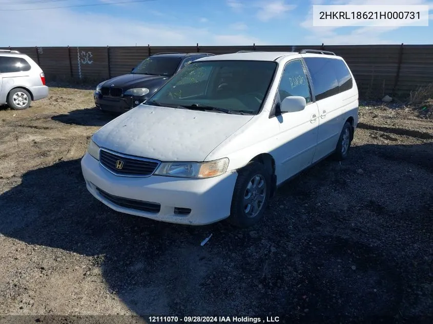 2001 Honda Odyssey Ex VIN: 2HKRL18621H000731 Lot: 12111070