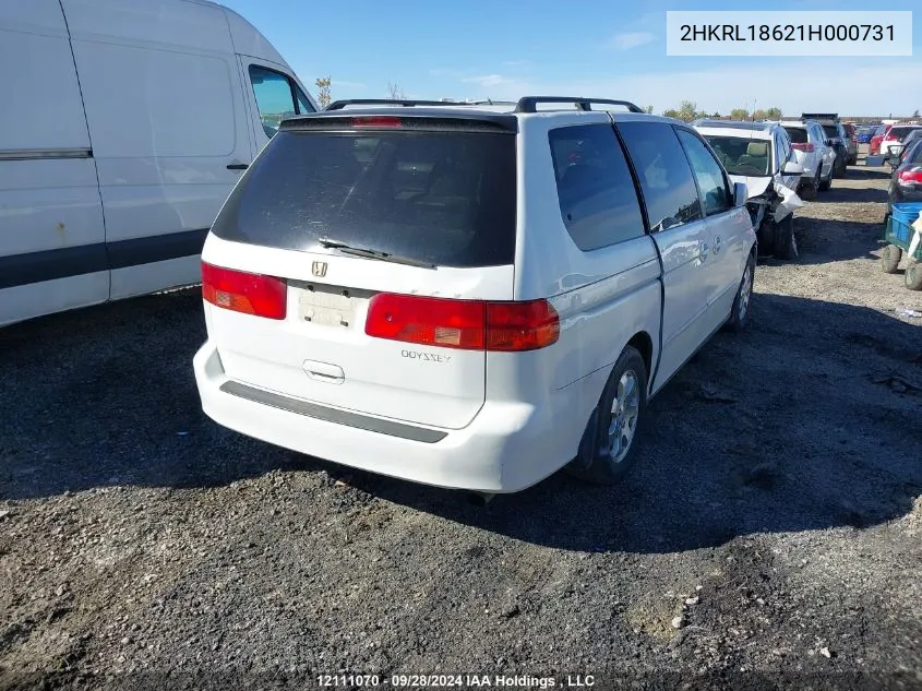 2001 Honda Odyssey Ex VIN: 2HKRL18621H000731 Lot: 12111070