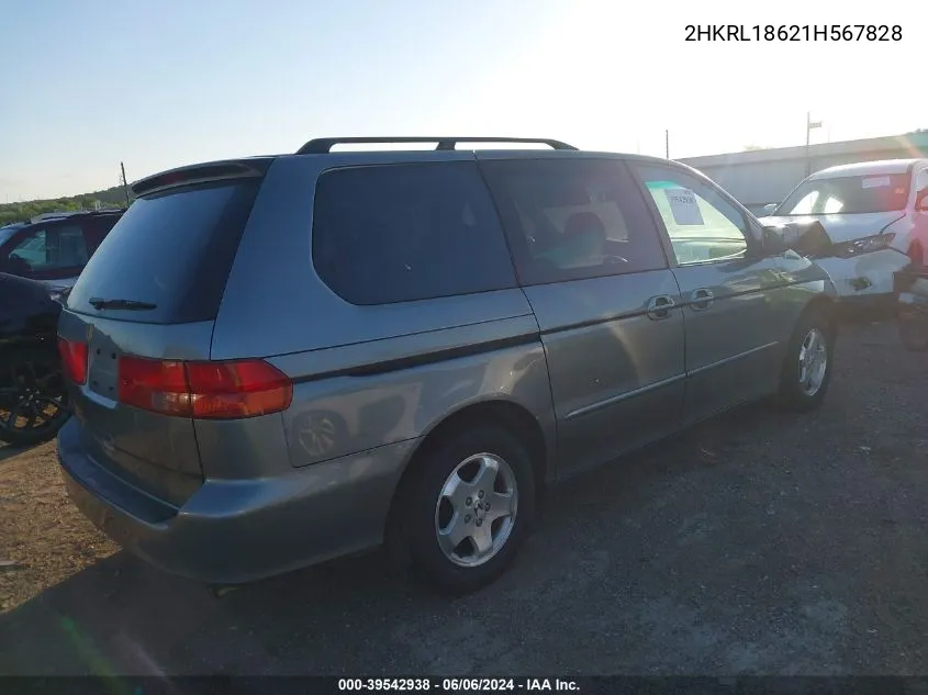 2001 Honda Odyssey Ex VIN: 2HKRL18621H567828 Lot: 39542938