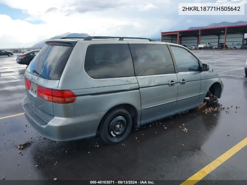 2001 Honda Odyssey Ex VIN: 2HKRL18771H505642 Lot: 40103071