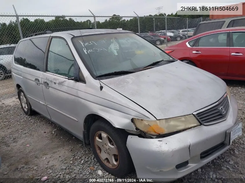 2001 Honda Odyssey Ex VIN: 2HKRL18611H504669 Lot: 40272765