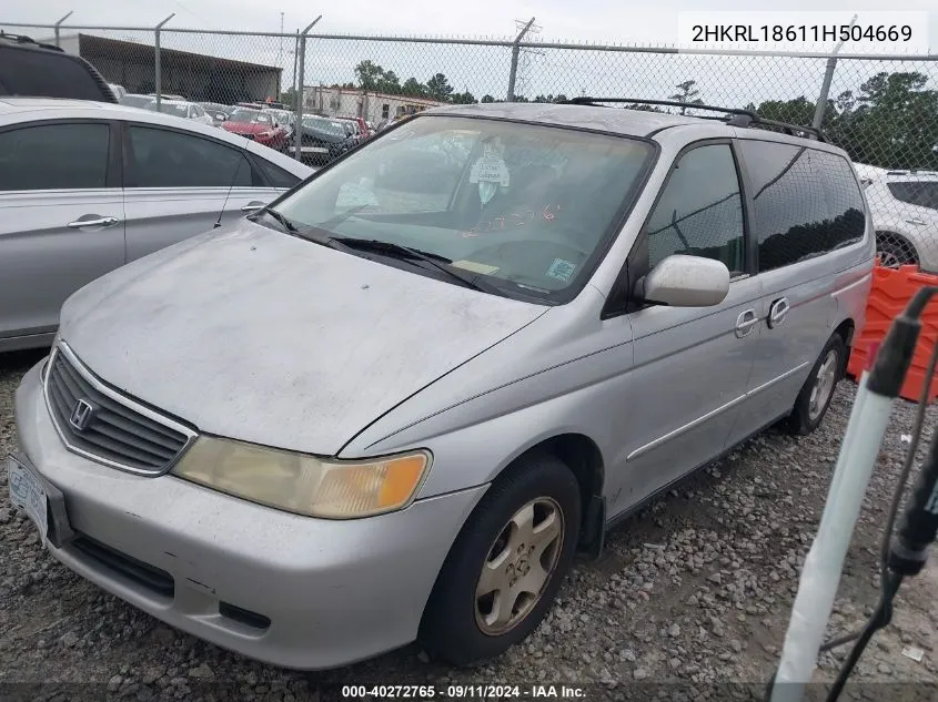 2001 Honda Odyssey Ex VIN: 2HKRL18611H504669 Lot: 40272765