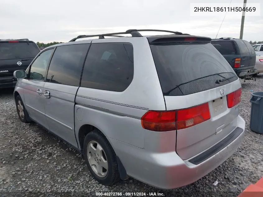 2001 Honda Odyssey Ex VIN: 2HKRL18611H504669 Lot: 40272765