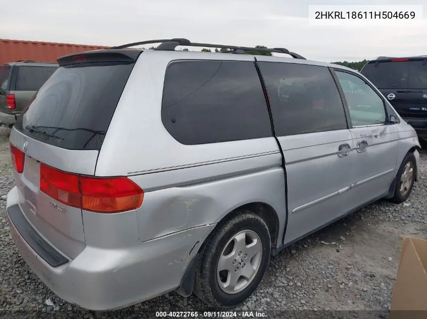 2001 Honda Odyssey Ex VIN: 2HKRL18611H504669 Lot: 40272765