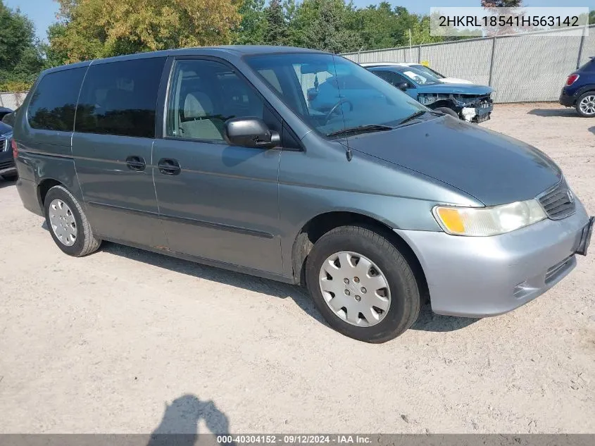 2001 Honda Odyssey Lx VIN: 2HKRL18541H563142 Lot: 40304152