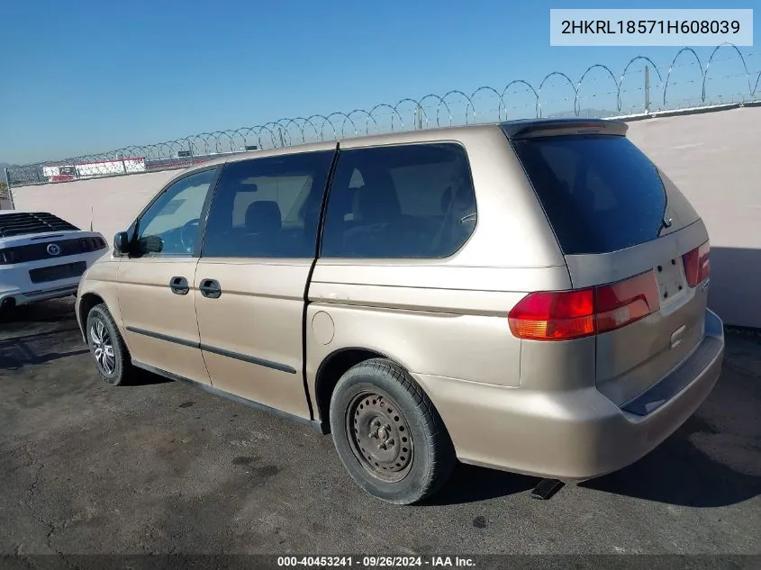 2001 Honda Odyssey Lx VIN: 2HKRL18571H608039 Lot: 40453241