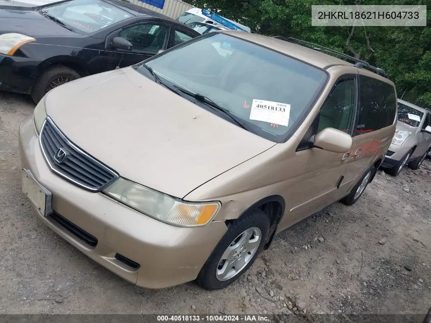 2001 Honda Odyssey Ex VIN: 2HKRL18621H604733 Lot: 40518133