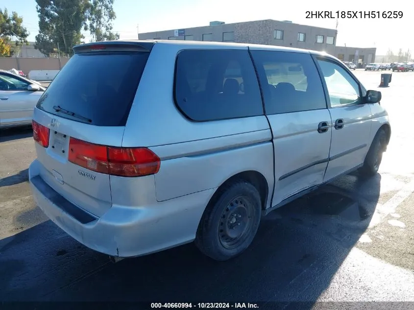 2001 Honda Odyssey Lx VIN: 2HKRL185X1H516259 Lot: 40660994