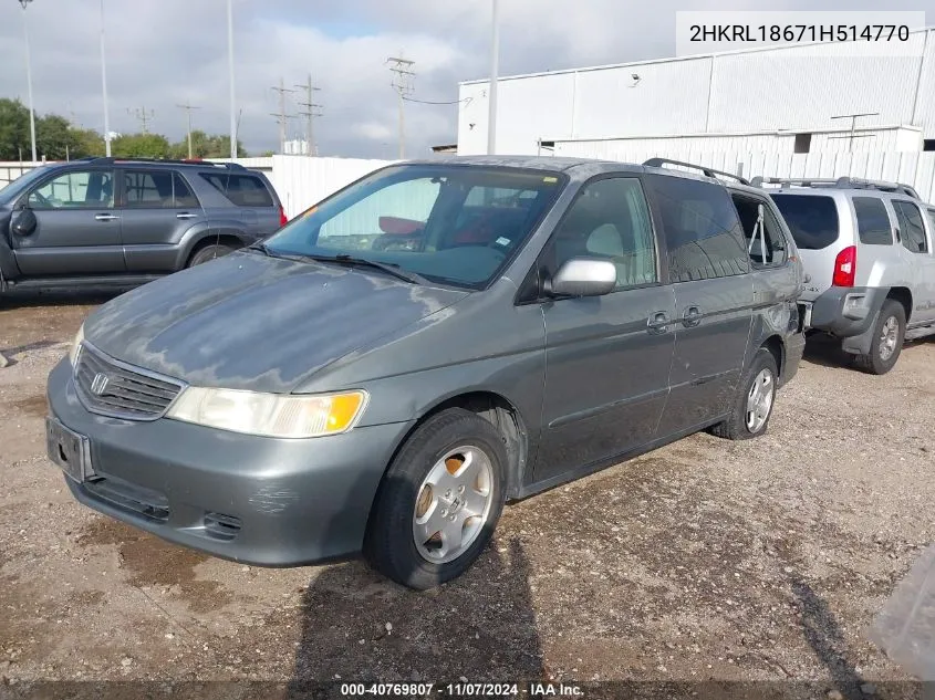 2001 Honda Odyssey Ex VIN: 2HKRL18671H514770 Lot: 40769807