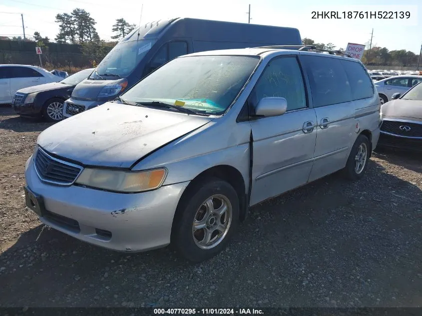 2001 Honda Odyssey Ex VIN: 2HKRL18761H522139 Lot: 40770295