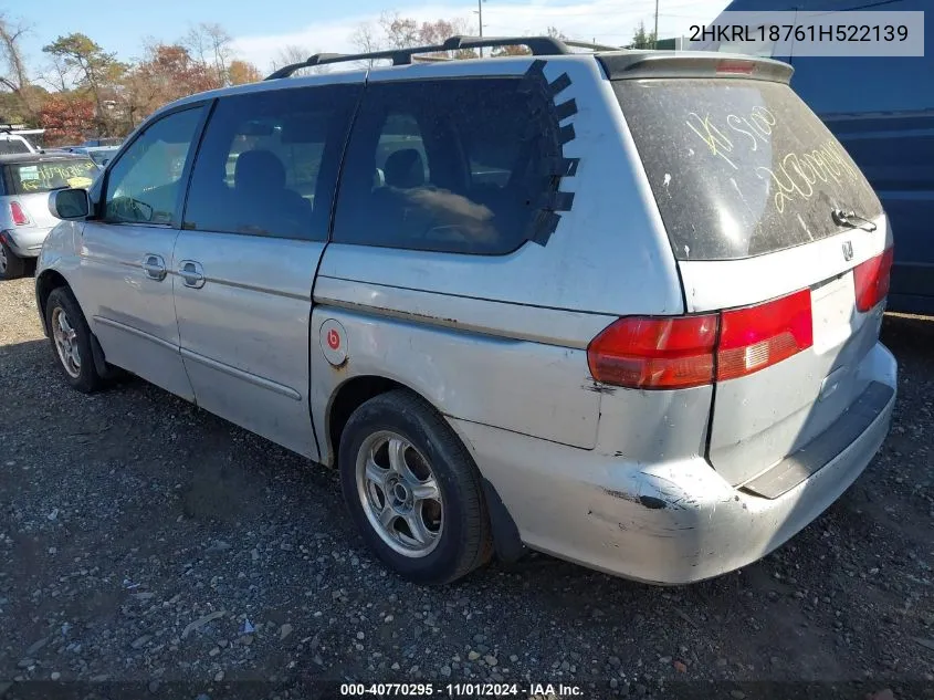 2001 Honda Odyssey Ex VIN: 2HKRL18761H522139 Lot: 40770295