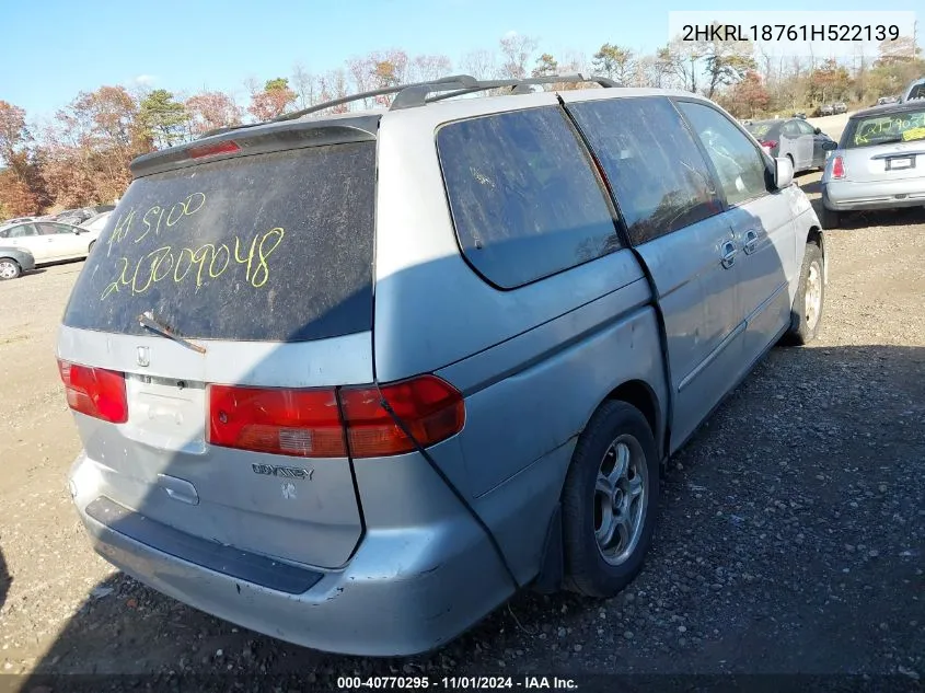 2001 Honda Odyssey Ex VIN: 2HKRL18761H522139 Lot: 40770295