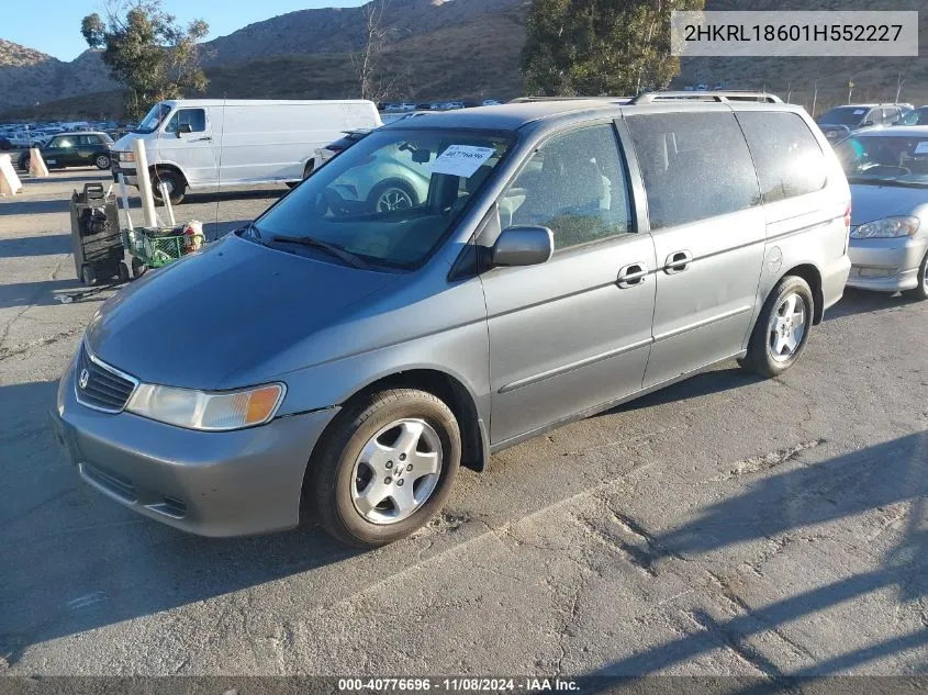 2001 Honda Odyssey Ex VIN: 2HKRL18601H552227 Lot: 40776696