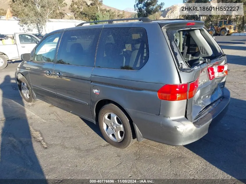 2001 Honda Odyssey Ex VIN: 2HKRL18601H552227 Lot: 40776696