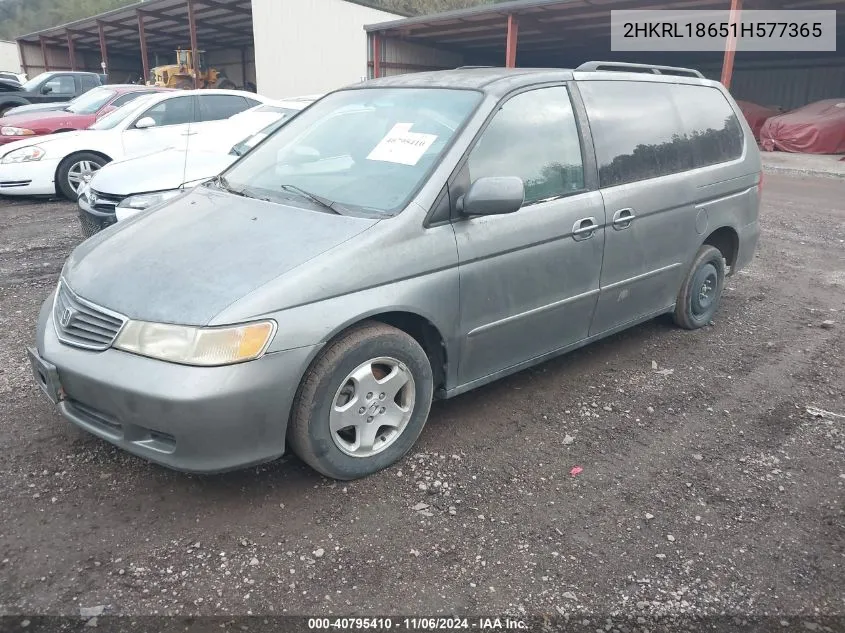 2001 Honda Odyssey Ex VIN: 2HKRL18651H577365 Lot: 40795410