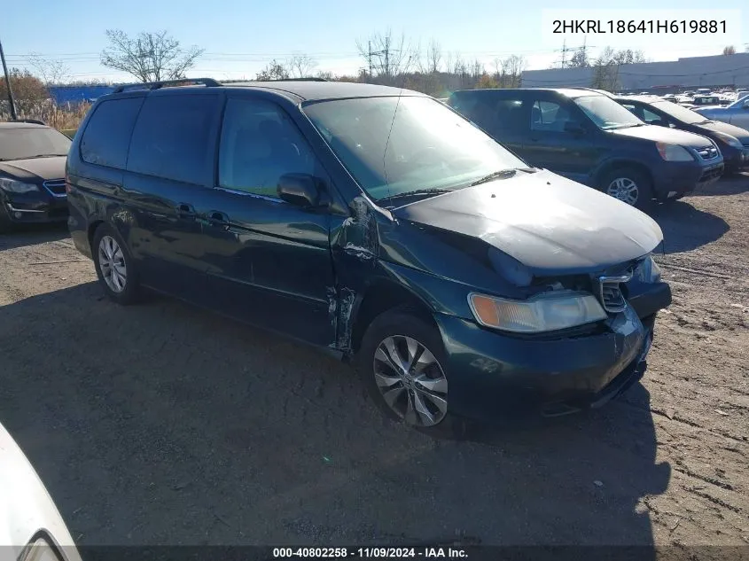 2001 Honda Odyssey Ex VIN: 2HKRL18641H619881 Lot: 40802258