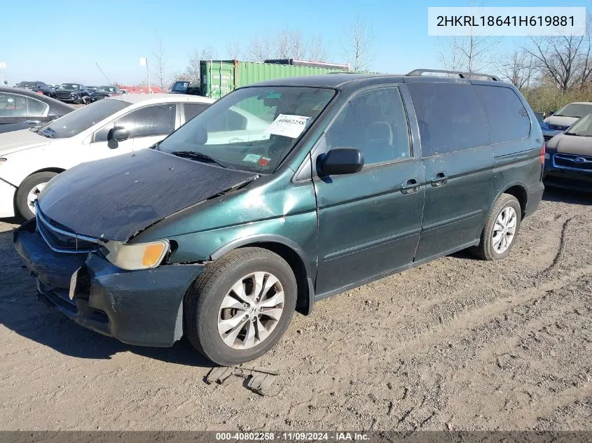 2001 Honda Odyssey Ex VIN: 2HKRL18641H619881 Lot: 40802258