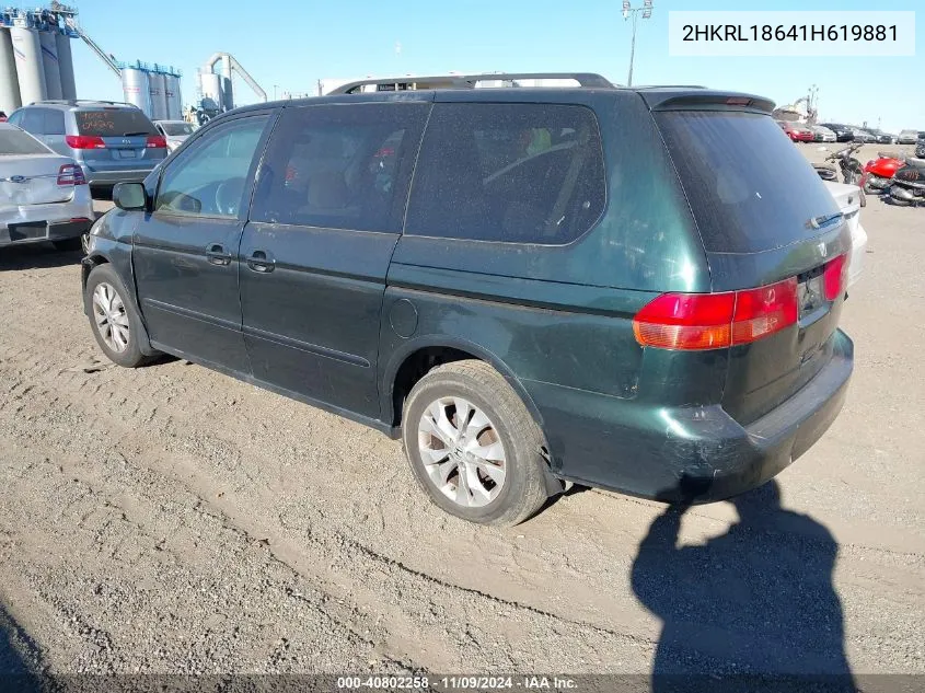 2001 Honda Odyssey Ex VIN: 2HKRL18641H619881 Lot: 40802258