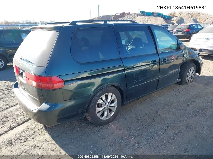 2001 Honda Odyssey Ex VIN: 2HKRL18641H619881 Lot: 40802258