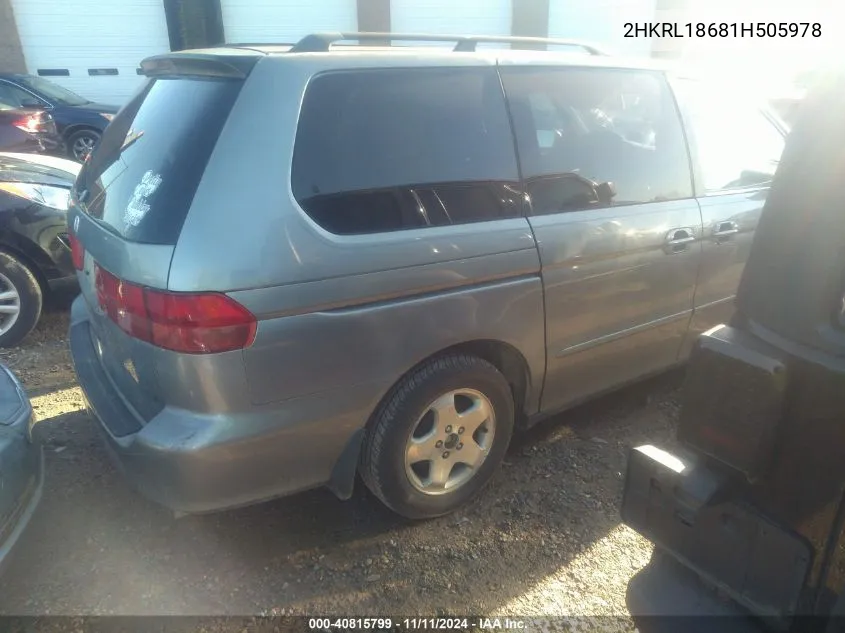 2001 Honda Odyssey Ex VIN: 2HKRL18681H505978 Lot: 40815799