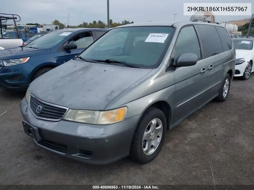 2001 Honda Odyssey Ex VIN: 2HKRL186X1H557967 Lot: 40898863