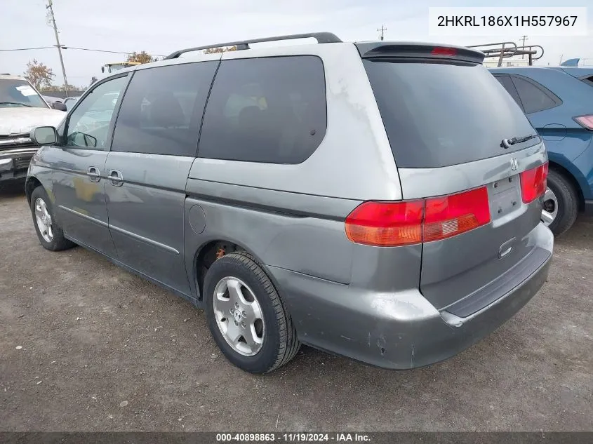 2001 Honda Odyssey Ex VIN: 2HKRL186X1H557967 Lot: 40898863