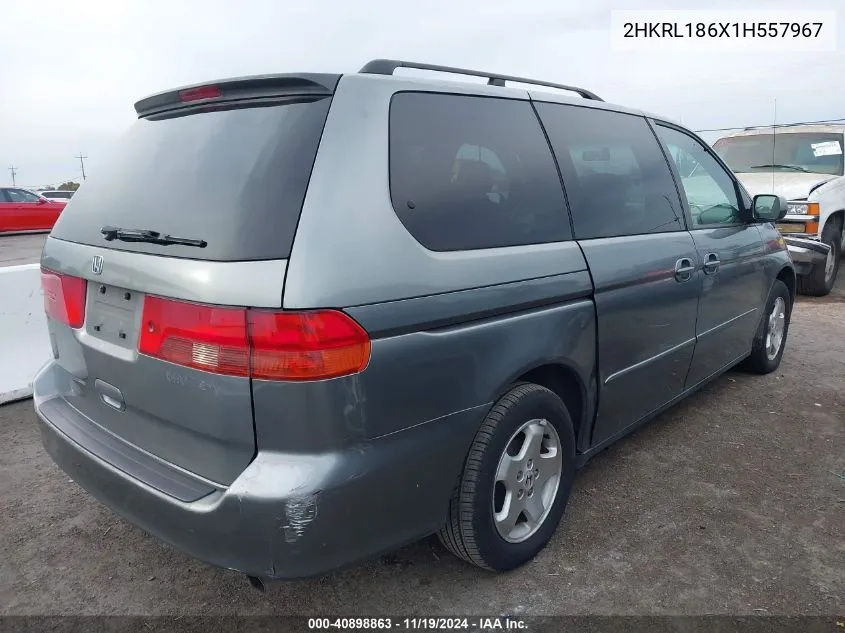 2001 Honda Odyssey Ex VIN: 2HKRL186X1H557967 Lot: 40898863