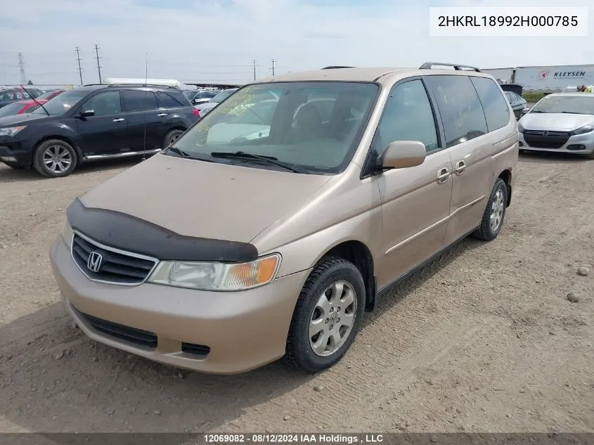 2002 Honda Odyssey VIN: 2HKRL18992H000785 Lot: 12069082