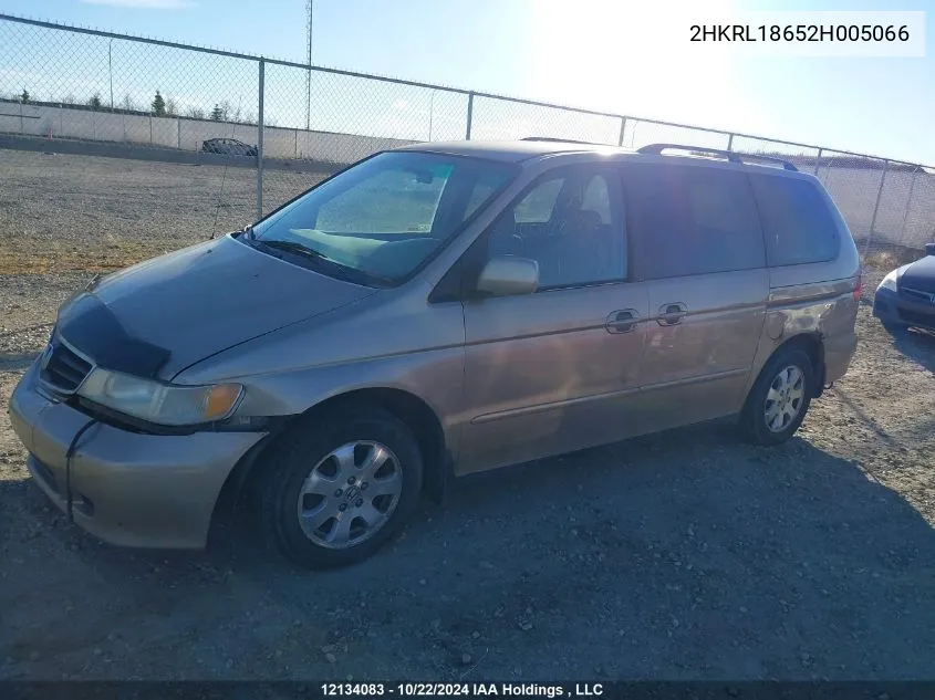 2002 Honda Odyssey VIN: 2HKRL18652H005066 Lot: 12134083